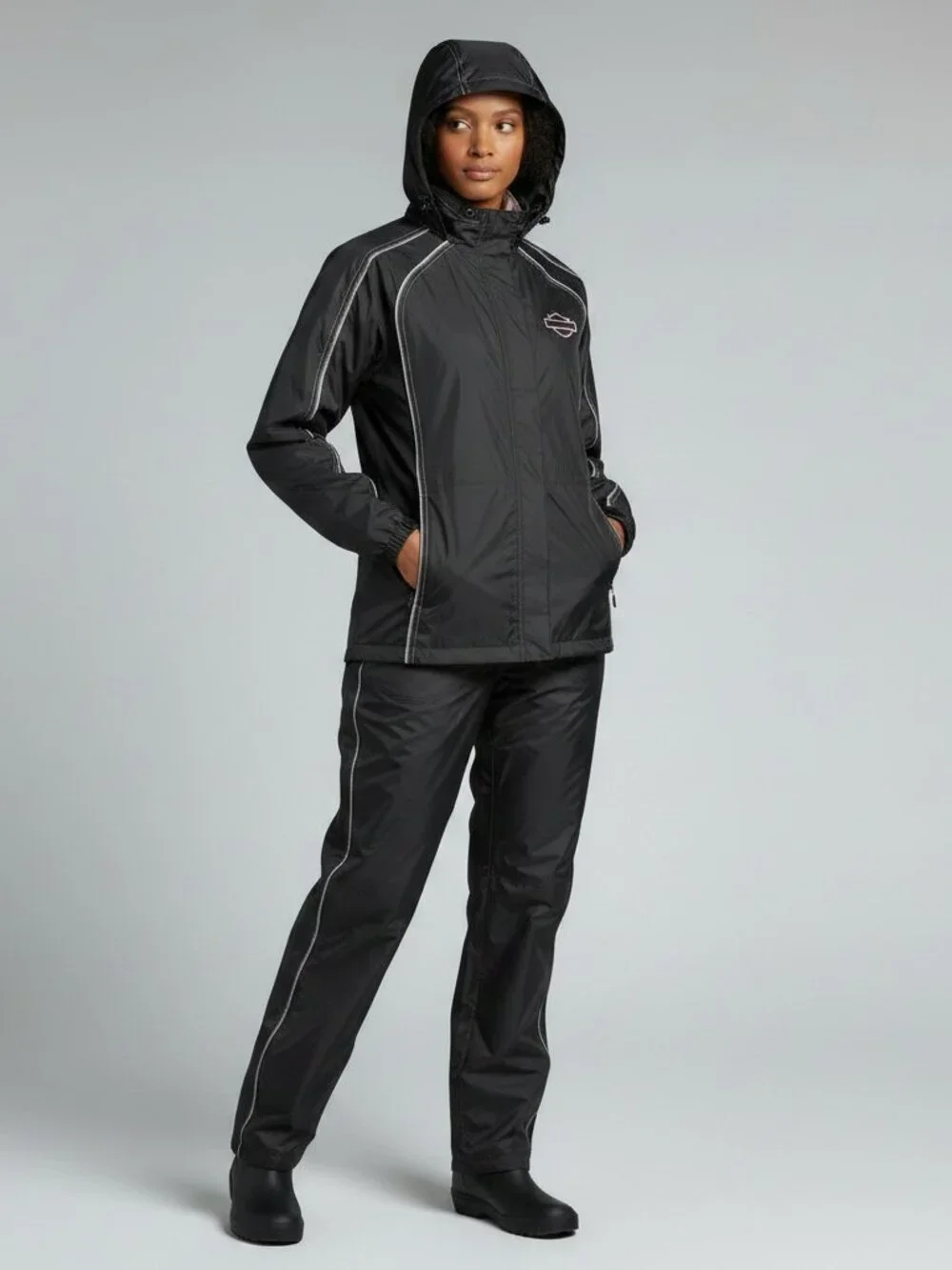 Harley-Davidson Illumination 360 Women's L Rain Suit - Black w/Pink piping NWOT - Picture 3 of 14
